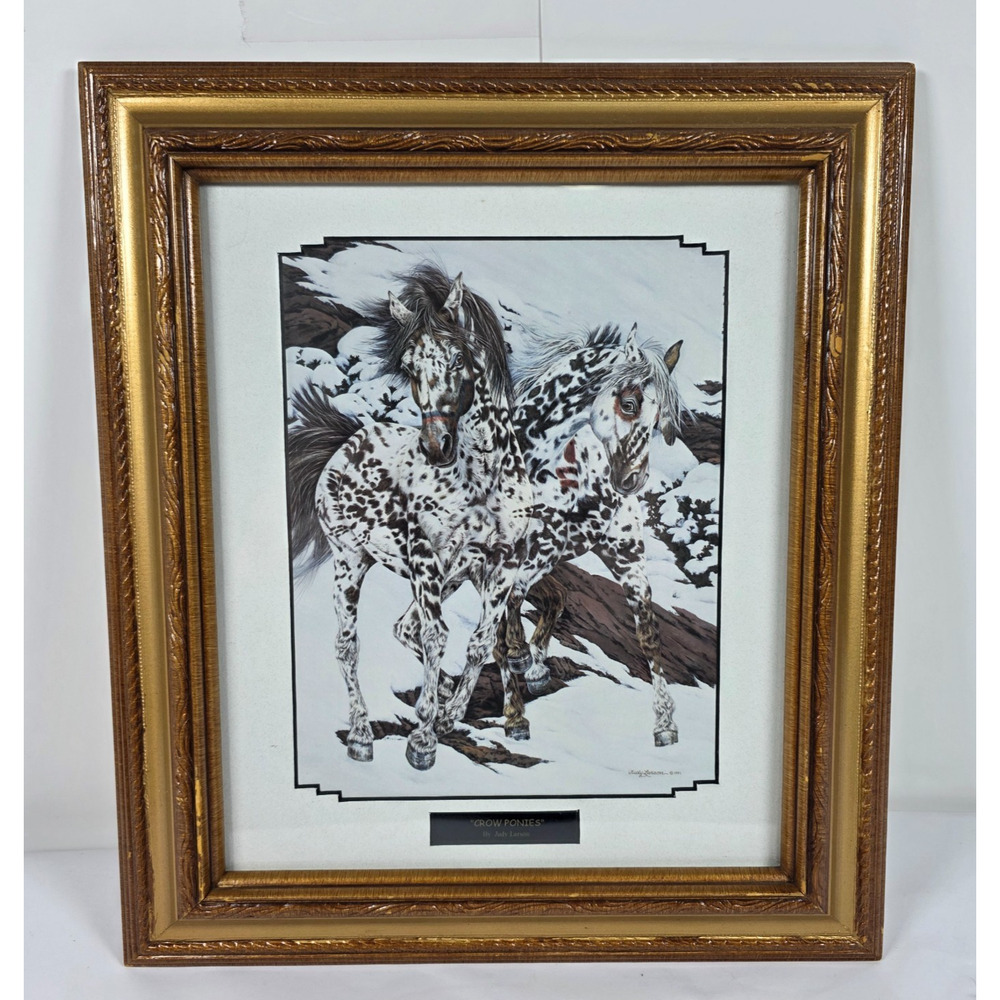 Judy Larson Crow Ponies Framed Horse Print Western Appaloosa Wall Art